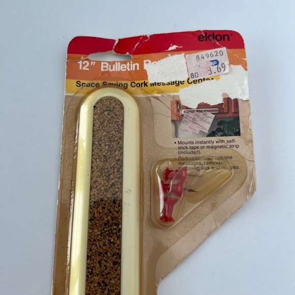 NWT Vintage 12" Bulletin Cork Bar 1991 Push Pin - Picture 4 of 6